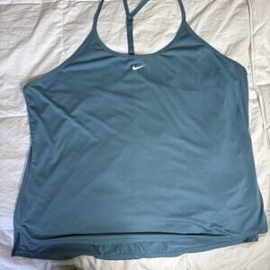 Nike Dri-FIT One Elastika Tank Top Womens XXL 2XL Plus Blue Teal Workout Running